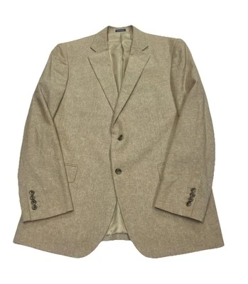 Stafford Classic Fit Linen Blend Blazer Jacket Mens Size 42L Beige Sport Coat - Image 1 of 4