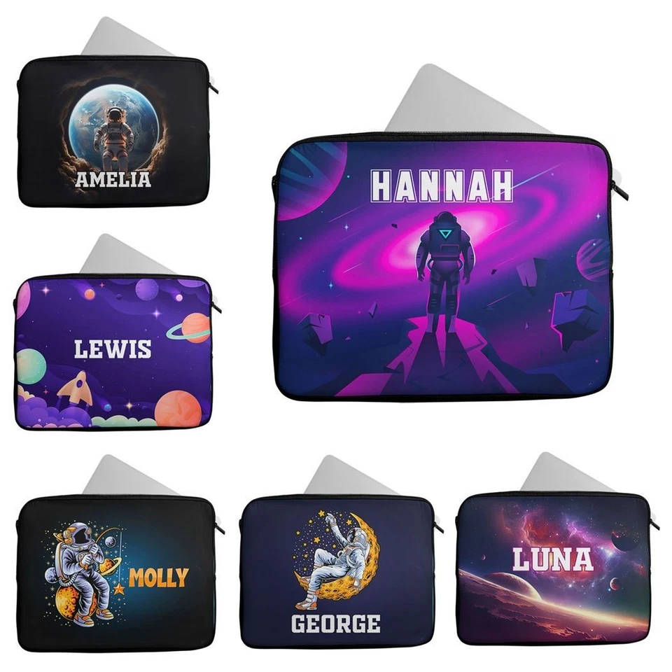 Personalised Any Name Astronaut Design Laptop Case Sleeve Tablet Bag 675 - Image 1 of 1