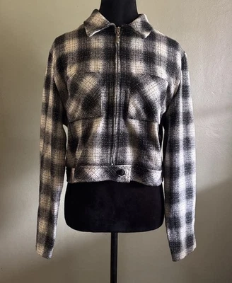 Jaqueta cropped xadrez sombra vintage Insane anos 70 feita em união S/M - Imagem 1 de 4