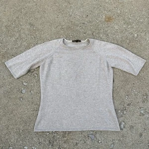 Suéter Pullover LORO PIANA Cachemira-Seda Tejido Fino 44 Avena Tostado Manga Corta - Imagen 1 de 9