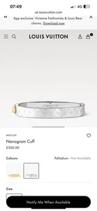 Louis Vuitton Nanogram Cuff Bracelet Size Small - Picture 1 of 7