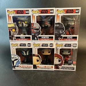 Funko Pop! Star Wars Figure Lot Mandalorian Shand Merrin & Bad Batch Hunter Ecno - Picture 1 of 16