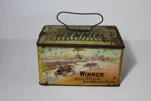 ANTIQUE WINNER CUT PLUG TOBACCO TIN BOX AUTO RACING GRAPHICS Richmond VA - Photo 1 sur 11