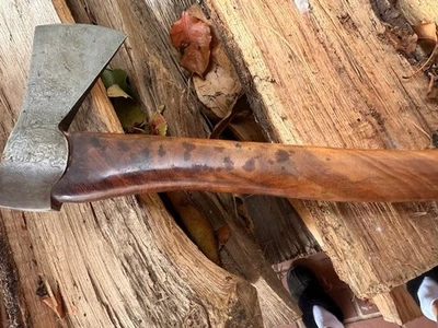 Funda de cuero con mango de madera de 14" de acero Damasco con sello de Oklahoma de 1907 a presión Foto 1 de 4