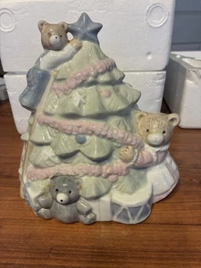 Vintage Holiday Classics Porzellan Keramik Weihnachtsbaum Bären Spieluhr Pastell - Bild 1 von 8