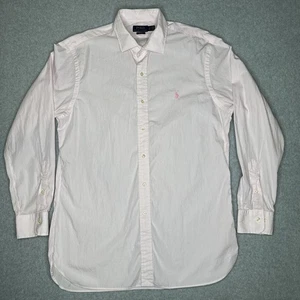 Polo Ralph Lauren Men’s Shirt Pink Striped Slim Fit Long Sleeve 17 34/35 - Picture 1 of 8