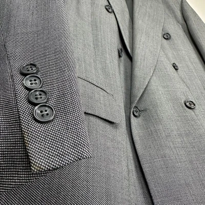 Винтажное двубортное серое спортивное пальто Givenchy Monsieur 42R Micro Check США - Изображение 1 из 4