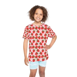 Strawberry Kids Sports Jersey | Fun Summer T-Shirt, Playwear, Gift for [...] - Picture 1 of 17