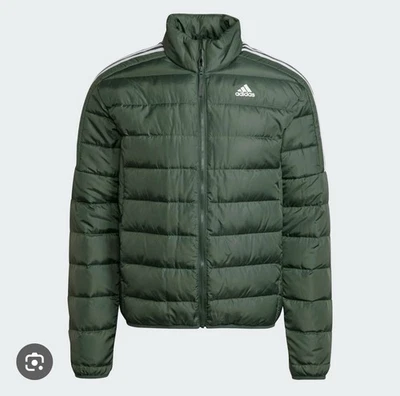 Chaqueta de Plumón Adidas Essentials Óxido Verde Para Hombre Grande 3 Rayas Puffer Jacket Foto 1 de 3