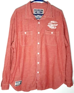 Walt Disney World 1971 Hemd mit Knöpfen | Rot Gewebt Langarm | Herren XL - Bild 1 von 10