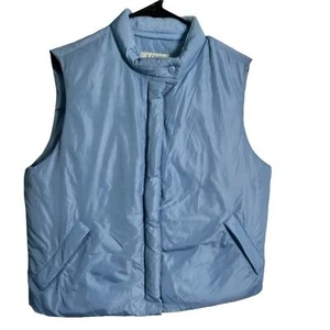 J.Crew Baby Blue Sleeveless Puffy Zip Up Puffer Vest w Pockets sz L **NWT** - Picture 1 of 14
