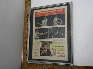 OLD 1942 JOE DiMAGGIO MIGHTY SWING JOE CAMEL CIGARETTES ADVERTISING FRAMED AD - Picture 1 of 3