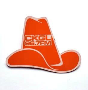 CKGL 96.7 FM Radio Station Cowboy Hat  Pinback Button Pin - Bild 1 von 3