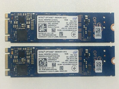 2 pcs Intel Optane Memory M10 SSD M.2 2280 16GB MEMPEK1J016GAL PCIe3.0 3D Xpoint - Image 1 of 4