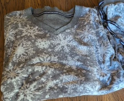 Conjunto de pijama de 2 piezas Nautica Snowflake gris y blanco talla pequeña elástico para mujer usado en excelente estado Foto 1 de 4