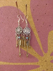 NWOT Silver And Turquoise Style/Look Shell And Arrow Earring Set Costume Jewlery - Picture 1 of 2
