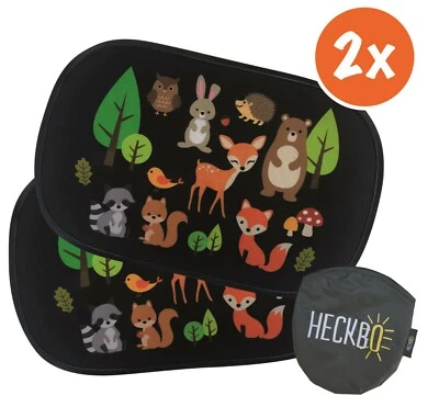 HECKBO Auto Sonnenblende Waldtiere Auto Seitenscheibe Sonnenschutz Kinder 48x31
