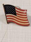 American Flag Waving Gold Tone Vintage Lapel Vest Hat Pin.