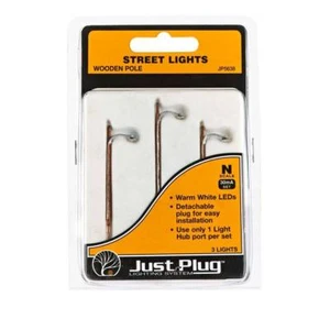 Woodland Scenics (N-Scale) 5638 Just Plug Street Lights Wooden Pole (3 Pkg)  - Picture 1 of 3