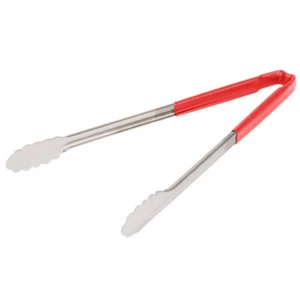 Vollrath 4781640 Jacob s Pride 16 Stainless Steel Scalloped Tongs with Red Coat - Picture 1 of 1