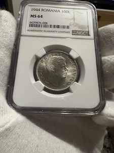 100 Lei 1944 Romania NGC MS64, "without ear flap" variant - Picture 1 of 6