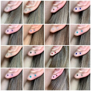 3mm Stud Earrings Tiny Small Swarovski Element Stainless Steel Basic Mix Match - Picture 1 of 105