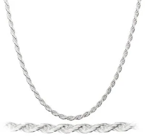 925 Sterlingsilberte 2 mm Twist SEIL Kette Halskette 16 Zoll/18 Zoll/20 Zoll/22 Zoll/24 - Bild 1 von 6