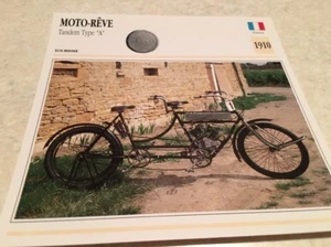 Tarjeta Moto Dream Tandem Tipo A 1910 Colección Atlas Francia - Imagen 1 de 2