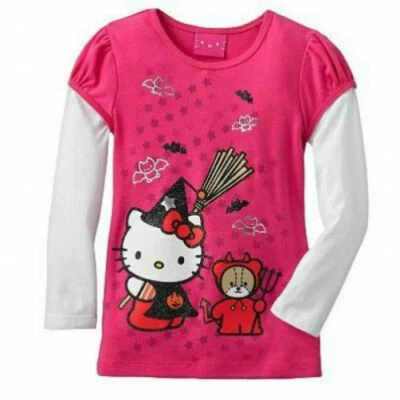 NUEVO CON ETIQUETAS ☀HALLOWEEN☀ HELLO KITTY 4T Camiseta MANGA LARGA Nuevas Niñas Foto 1 de 2