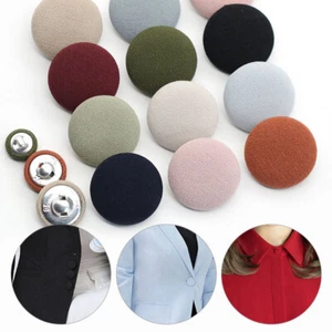 10Pcs Round Metal Buttons Fabric Cloth Covered DIY Sewing Clothes Accessories - Picture 1 of 29