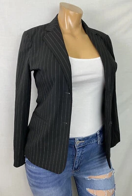 Blazer East 5th para mujer talla 10 negro blanco chaqueta a rayas Foto 1 de 4