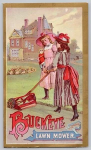 Antike Buckeye Rasenmäher Sammelkarte - Anfang 1900 viktorianische Werbung - Bild 1 von 2