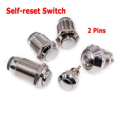 8mm/12mm Waterproof Metal Self-reset Switch 2 Pins Car Self-locking Push Button - Image 1 of 4