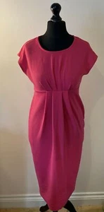 New Look Maternity Hot Pink Cap Sleeve Gathered Front Stretch Maternity Dress 10 - Picture 1 of 9