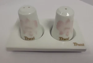 Set Of Vintage Royal Porcelain Salt Pepper Shakers With Tray Pink Orchid - Picture 1 of 7