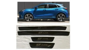 FORD PUMA 2020 +  ST-LINE DOOR SILL SCUFF PLATES BLACK LOGO ON PLASTIC - FD019B - Picture 1 of 5