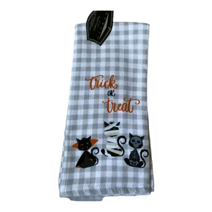 Set asciugamani cucina Halloween nero pipistrello gatto mamma gattino scheletro gattino piatto nuovo con etichette - Foto 1 di 2