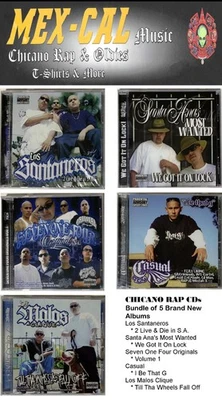 5 CHICANO RAP*Los Santaneros*Santa Ana'sMostWanted*714 Originals*Casual*LosMalos - Image 1 of 4