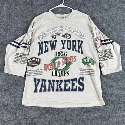 Camisa De Colección Larga Atrás de los Yankees de Nueva York Para Hombre Grande 1956 Serie Mundial Campeones Foto 1 de 4