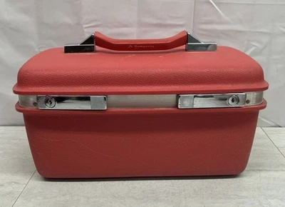 Estuche de tren rojo Samsonite Silhouette vintage años 60 bandeja equipaje cosmético Foto 1 de 4