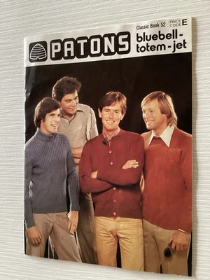 Vintage Patons Men’s Knitting Pattern Book Classic Book 52 Bluebell Totem Jet - image 1 of 4