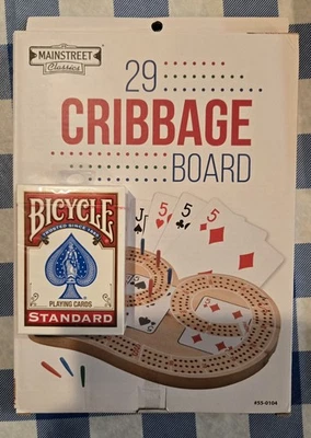 Main Street Classic 29 Cribbage Board And Bicycle Standard Playing Cards - NIB - Image 1 of 2