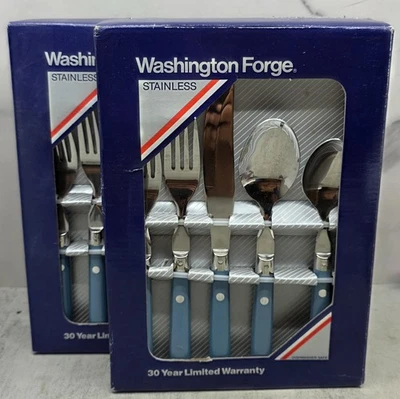 Juego de cubiertos de acero inoxidable Washington Forge "Mardi Gras" en azul lote (2) Foto 1 de 4