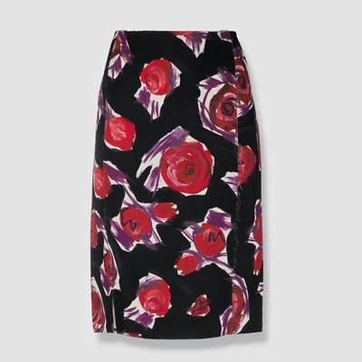 $670 Marni Women's Black Floral-Print Mini Skirt Size IT 42/ US 6 - Image 1 of 4