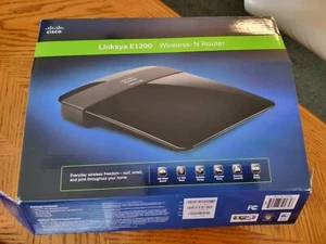 CISCO LINKSYS E1200 WIRELESS N ROUTER-ALL CONTENTS/SEE PHOTOS-USED ONCE ONLY - Picture 1 of 23