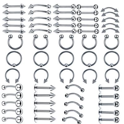 10PC Surgical Steel Labret Horseshoe Tongue Bar Ring Universal Piercing Jewelry Foto 1 de 4