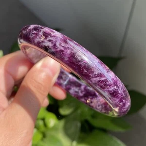 Natural Purple lepidolite Quartz Crystal Bangle inside diameter 62.7mm C41 - Picture 1 of 10