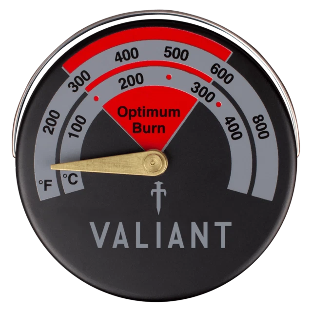 Valiant Magnetic Log 63mm Burner & Stove Pipe Thermometers - Red Red - FIR138