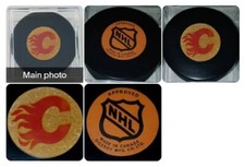 1980-83 CALGARY FLAMES VINTAGE NHL VICEROY SLUG CANADA OFFICIAL GAME AGED PUCK 