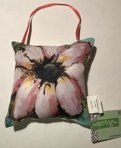 FLOWER PILLOW DOOR HANGER "Pink Watercolor" design hanging by pink satin ribbon - Bild 1 von 11